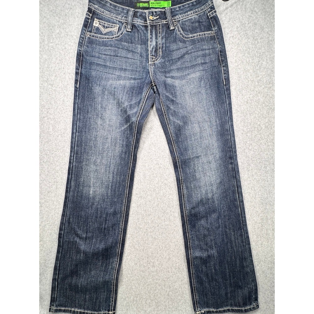 Rock & Roll Denim Pistol Straight Jeans Mens 32x34 Dark Wash Regular Straight